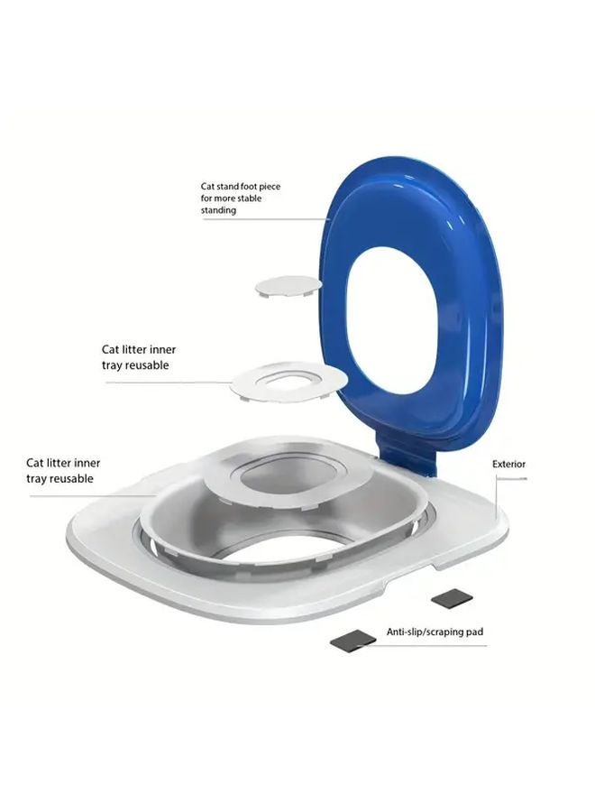 Blue Cat Toilet Training System with Removable Deodorizing Tray Easy Clean Design - Image 2